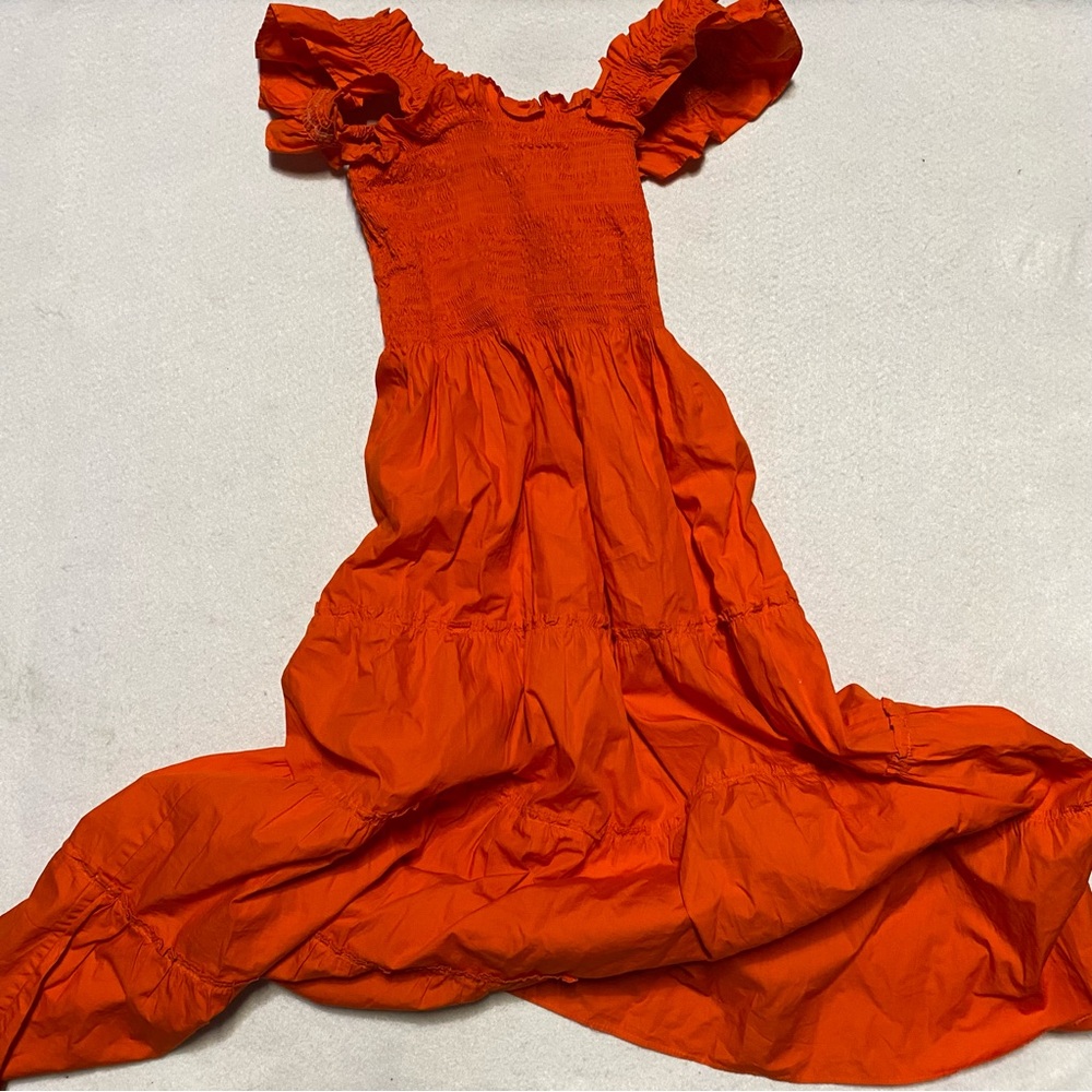 Quince Orange Ruffle Strap Maxi Dress - Picture 2 of 9